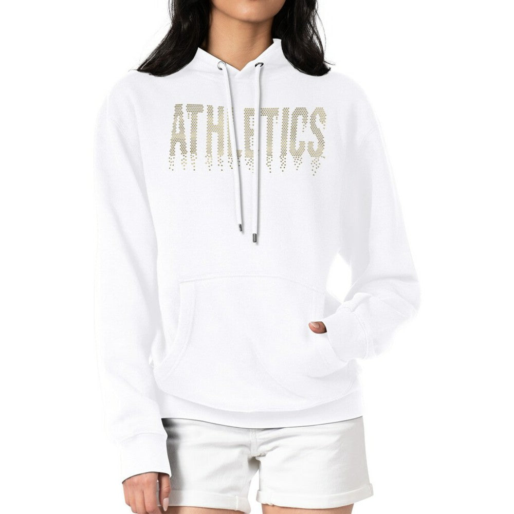 Athletics G-III 4Her by Carl Banks Women's Metallic Drop Fleece Hoodie - White Hoodies