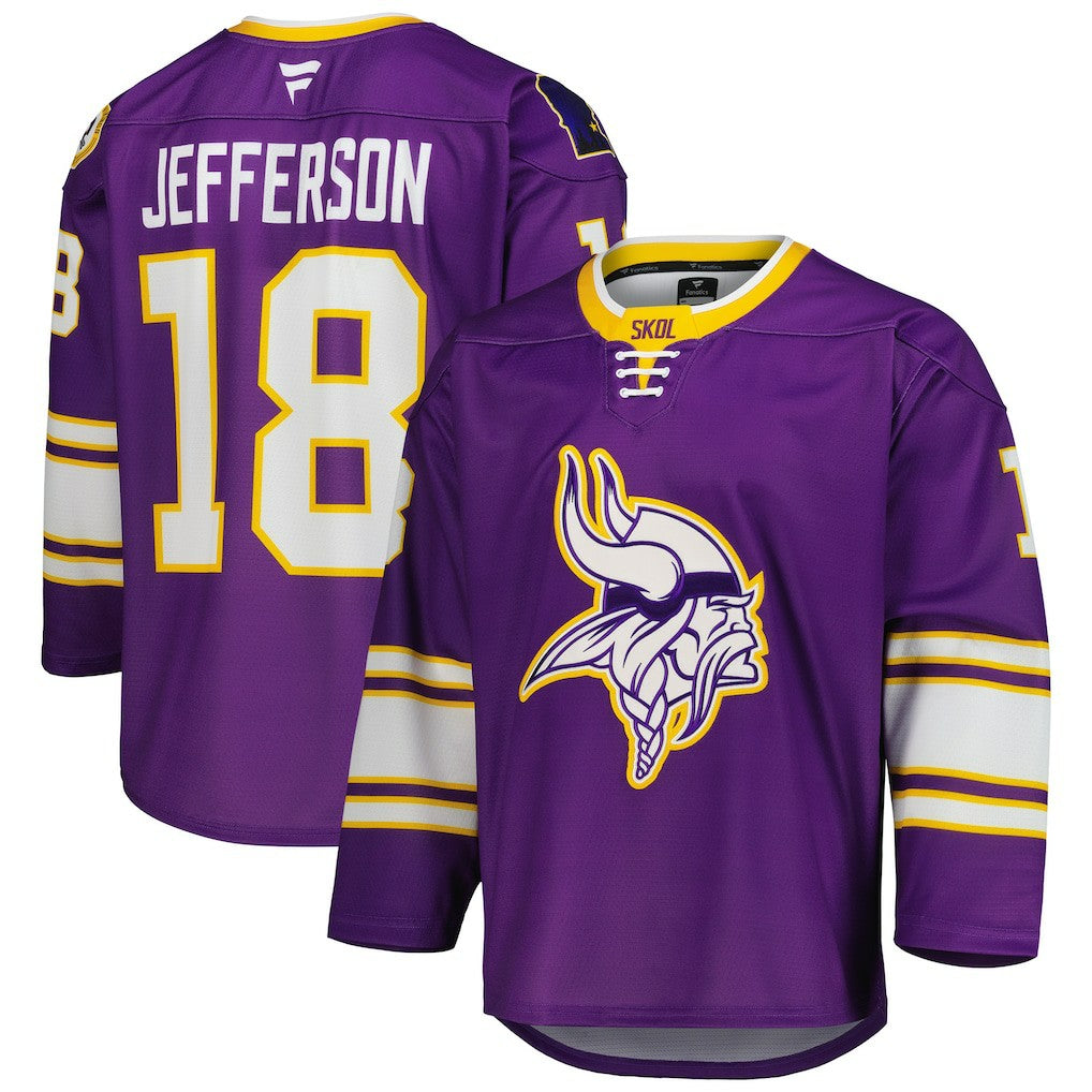 NFL Justin Jefferson Minnesota Vikings Hockey Jersey - Purple cheap