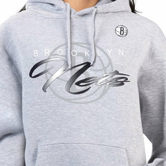 Brooklyn Nets G-III 4Her by Carl Banks Women's Shadow Logo Tri-Blend Fleece Hoodie Gray