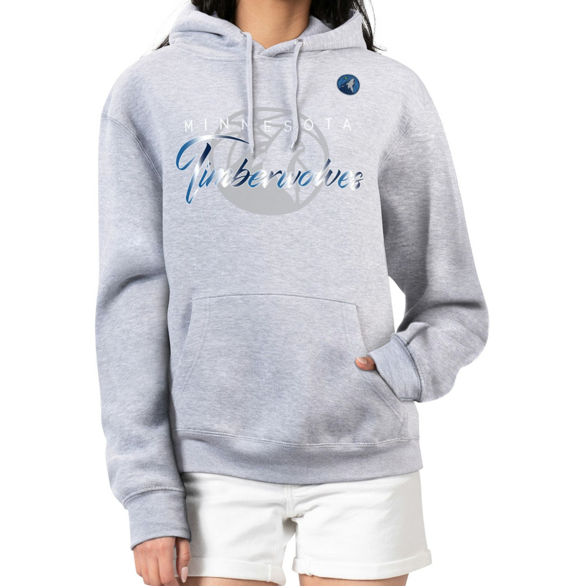 Minnesota Timberwolves G-III 4Her by Carl Banks Women's Shadow Logo Tri-Blend Fleece Hoodie Gray