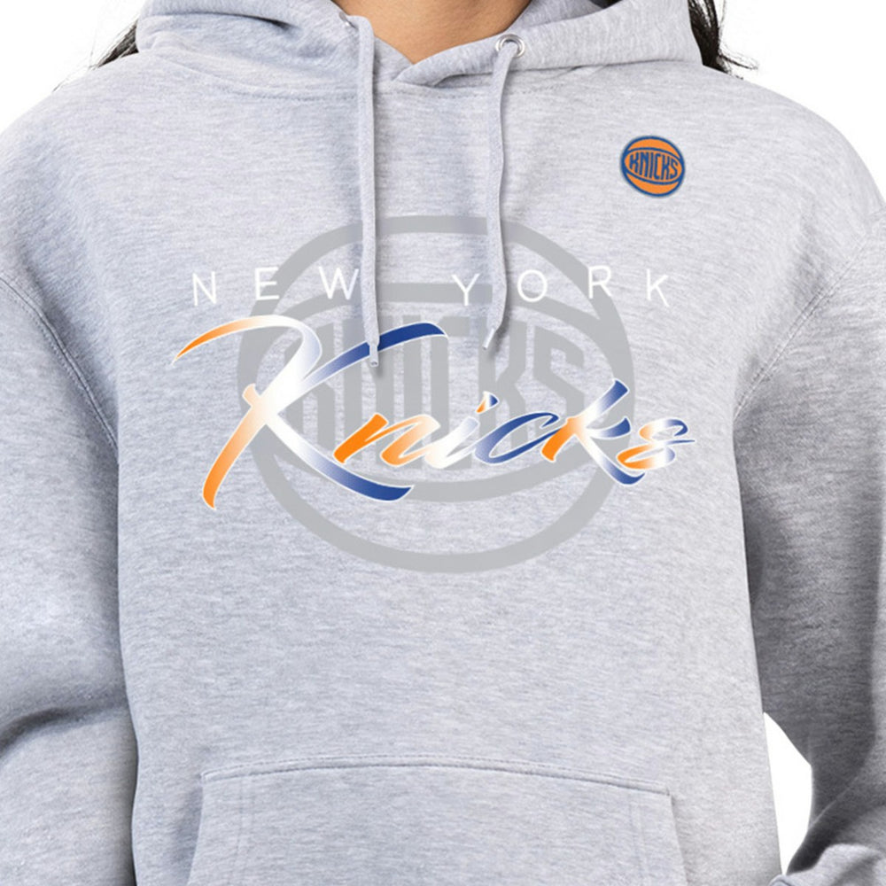 New York Knicks G-III 4Her by Carl Banks Women's Shadow Logo Tri-Blend Fleece Hoodie Gray