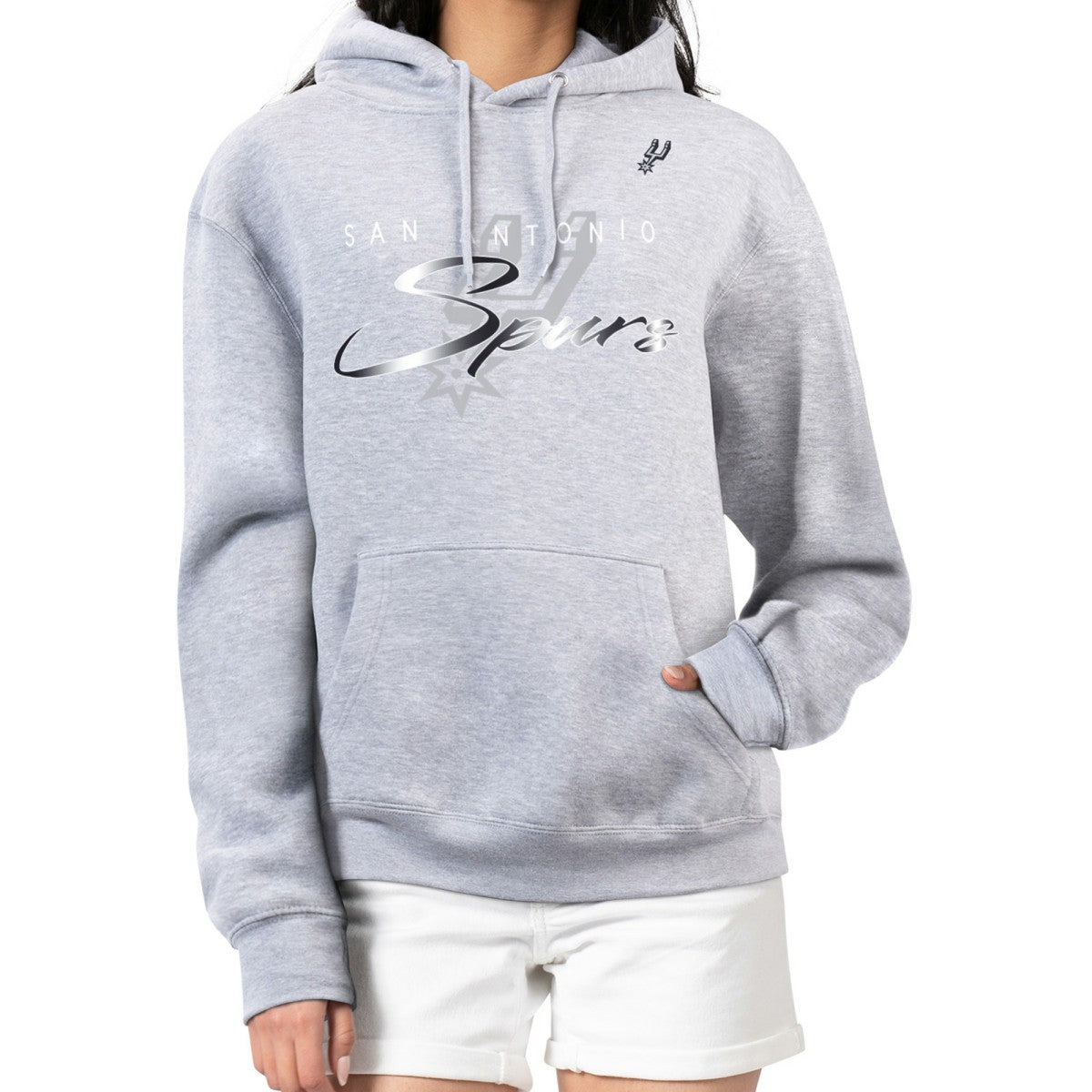 San Antonio Spurs G-III 4Her by Carl Banks Women's Shadow Logo Tri-Blend Fleece Hoodie Gray