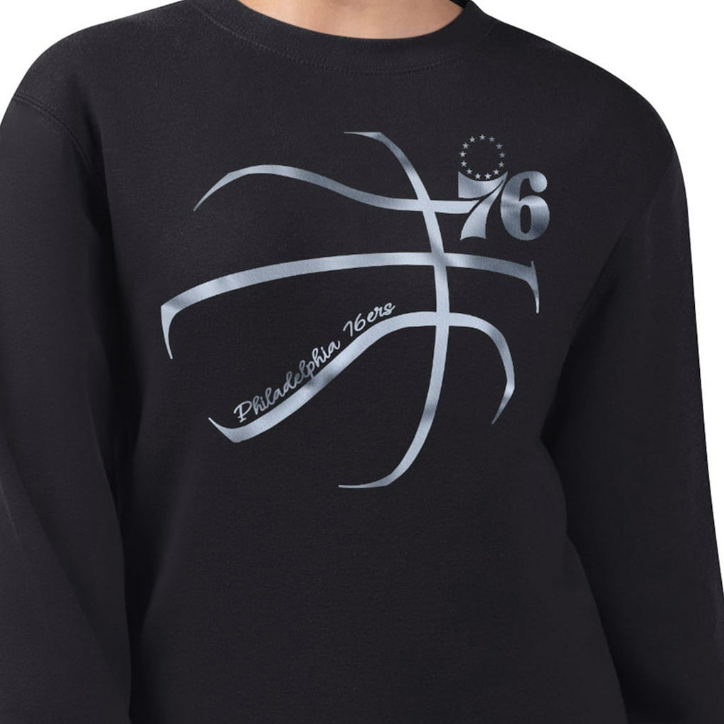 Philadelphia 76ers G-III 4Her by Carl Banks Women's Metallic Print Basketball Sketch Fleece Sweatshirt Black