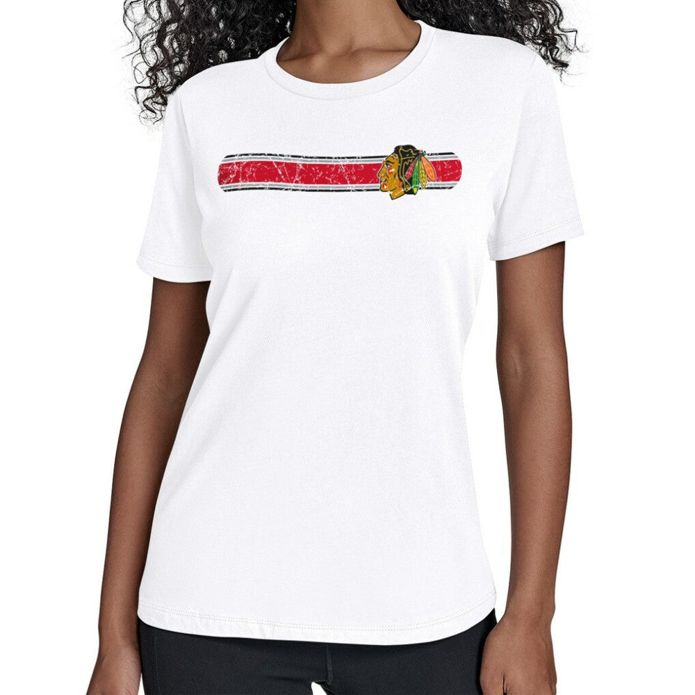 NHL Chicago Blackhawks Starter Women's Team Stripe T-Shirt - White