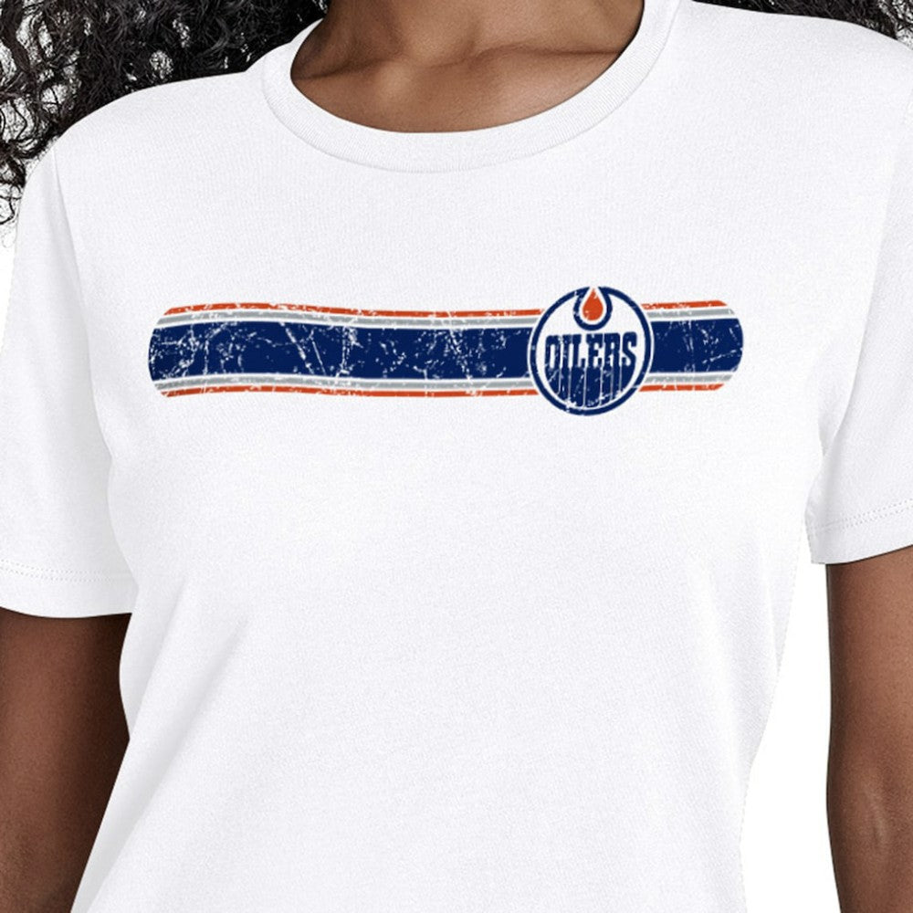 NHL Edmonton Oilers Starter Women's Team Stripe T-Shirt - White