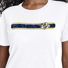 NHL Nashville Predators Starter Women's Team Stripe T-Shirt - White