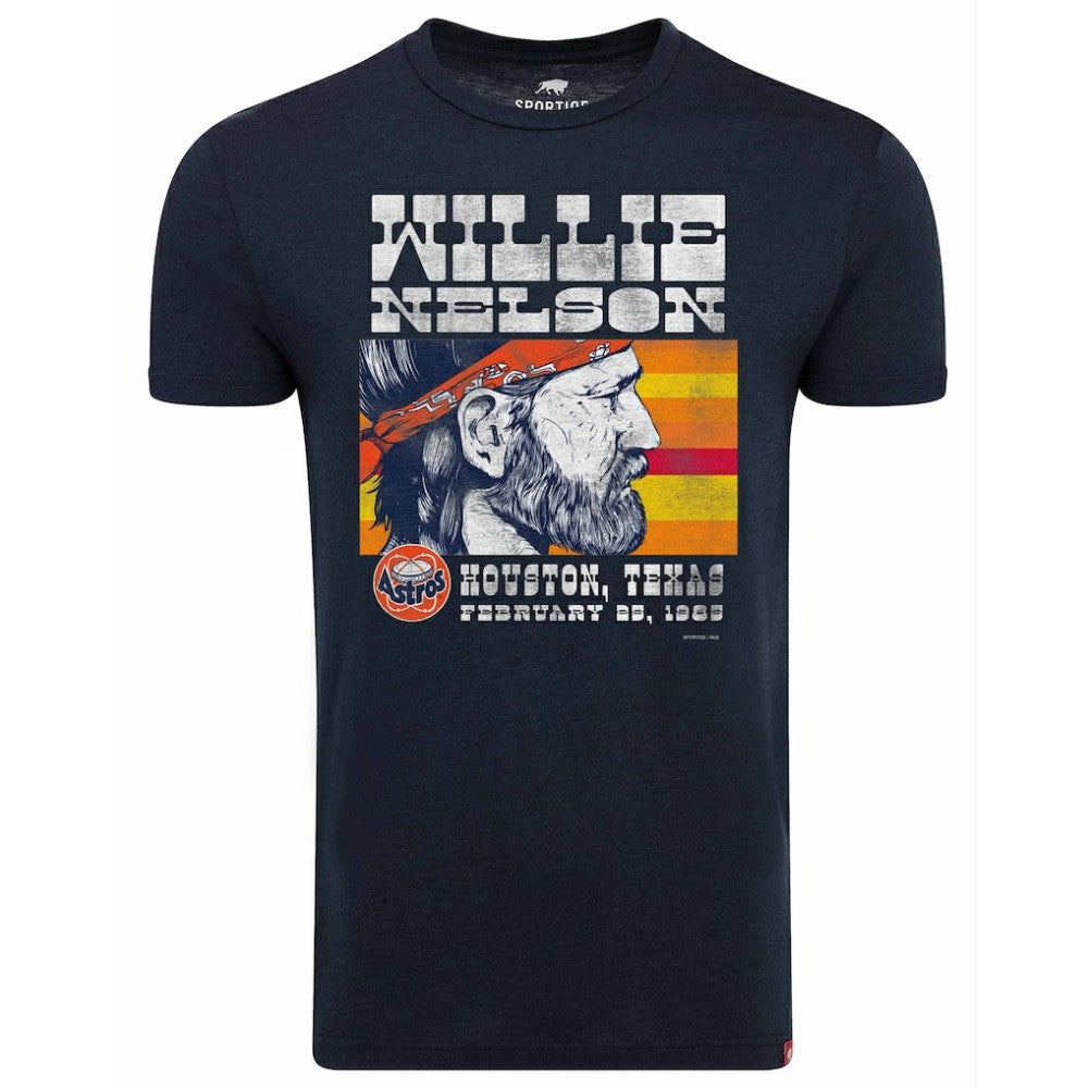 Houston Astros x Willie Nelson Sportiqe Unisex Comfy Tri-Blend T-Shirt - Navy T-shirts