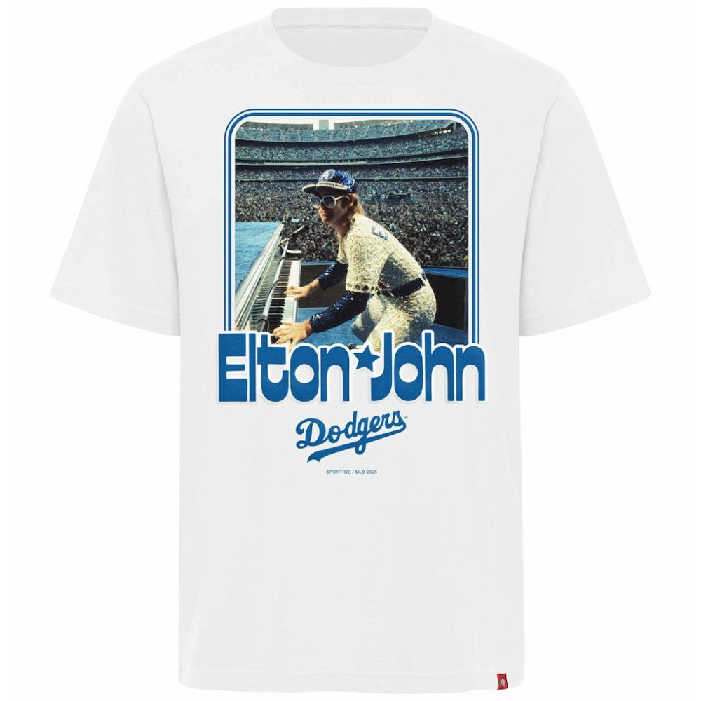 Los Angeles Dodgers x Elton John Sportiqe Unisex  Duke Oversized T-Shirt - White T-shirts