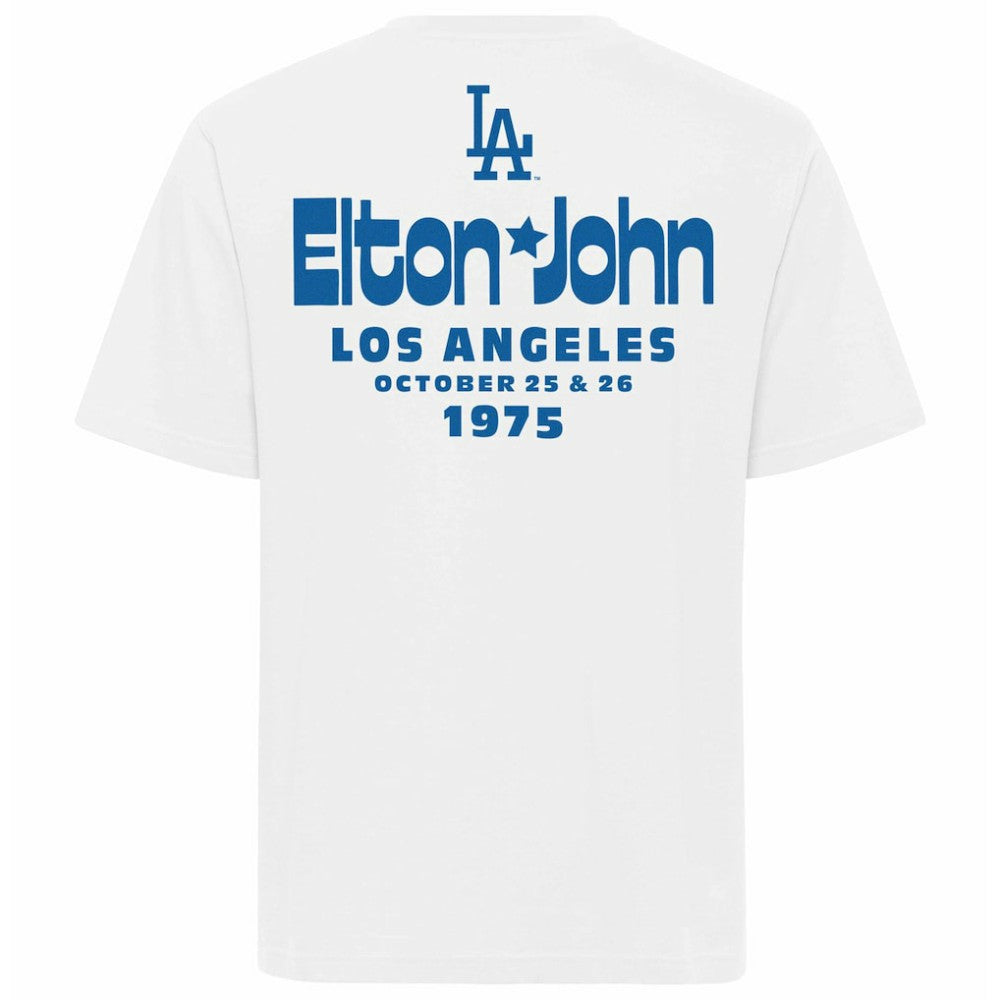 Los Angeles Dodgers x Elton John Sportiqe Unisex  Duke Oversized T-Shirt - White T-shirts