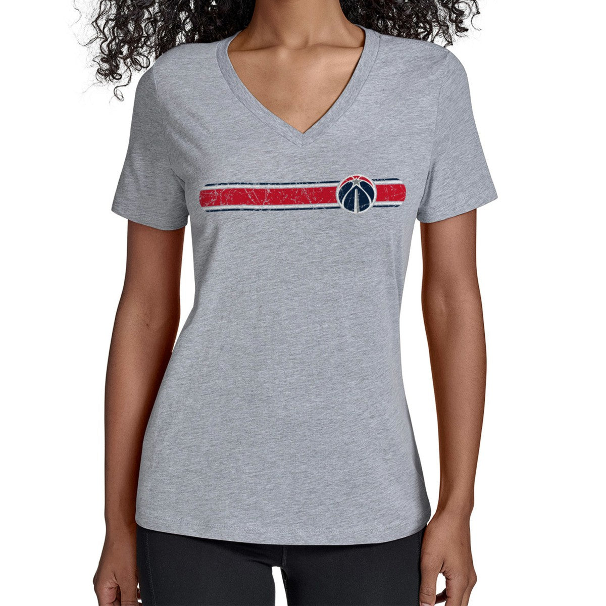 Washington Wizards Starter Women's Team Stripe V-Neck T-Shirt Gray