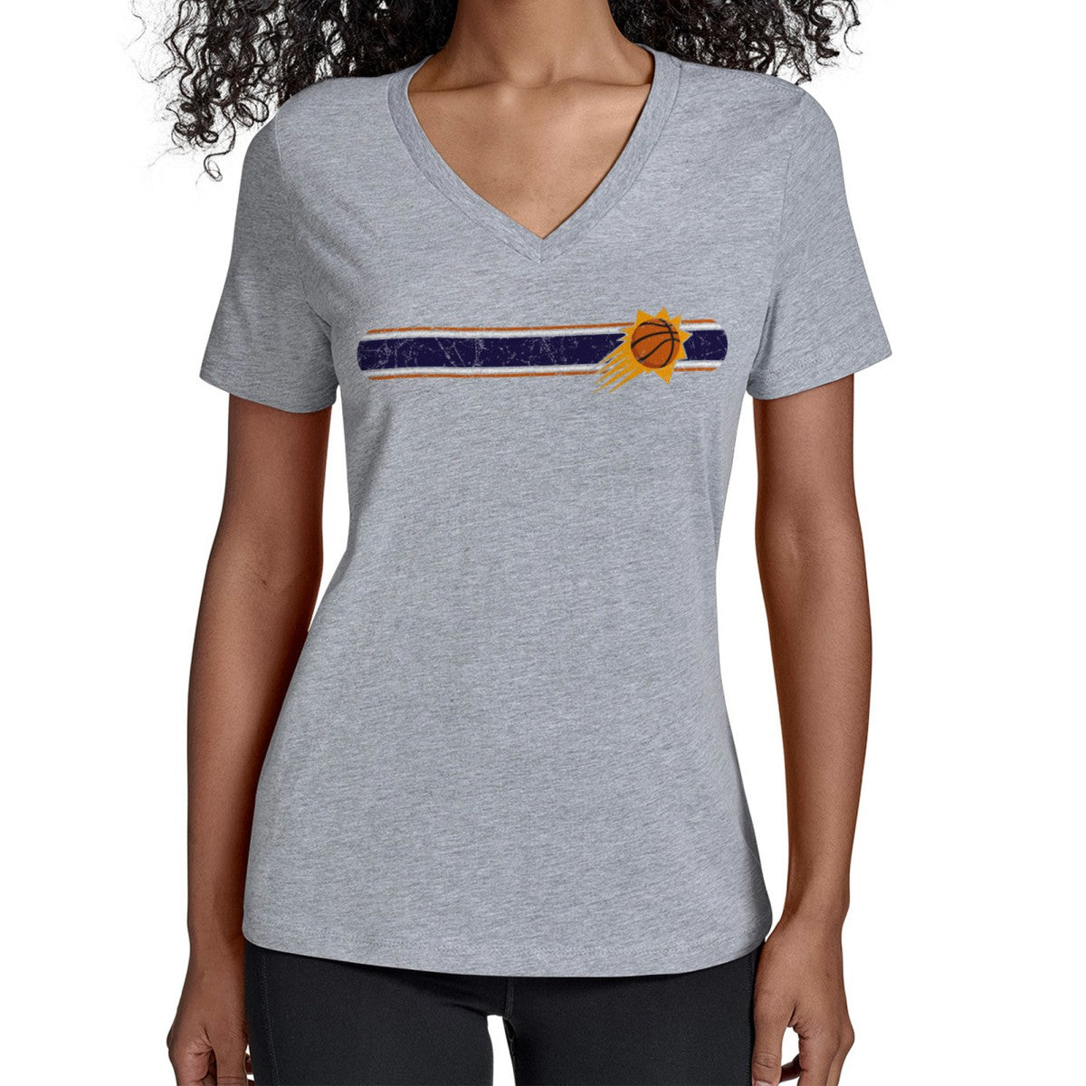 Phoenix Suns Starter Women's Team Stripe V-Neck T-Shirt Gray