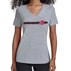 Toronto Raptors Starter Women's Team Stripe V-Neck T-Shirt Gray