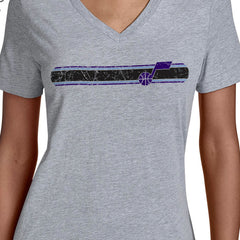 Utah Jazz Starter Women's Team Stripe V-Neck T-Shirt Gray