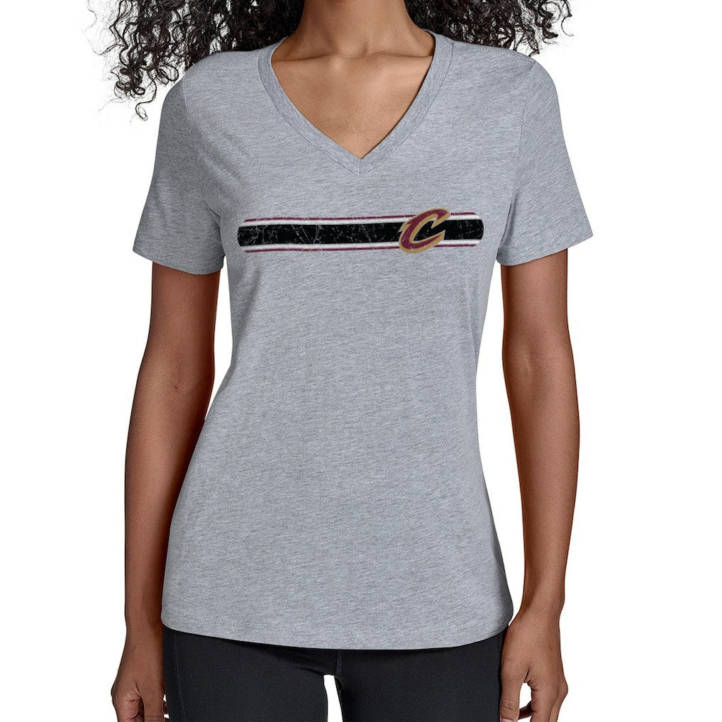 Cleveland Cavaliers Starter Women's Team Stripe V-Neck T-Shirt Gray