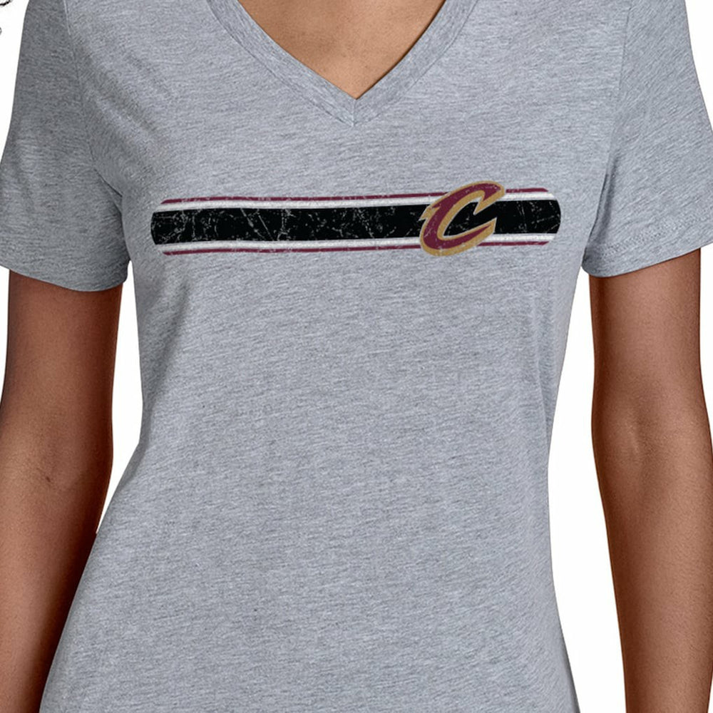 Cleveland Cavaliers Starter Women's Team Stripe V-Neck T-Shirt Gray