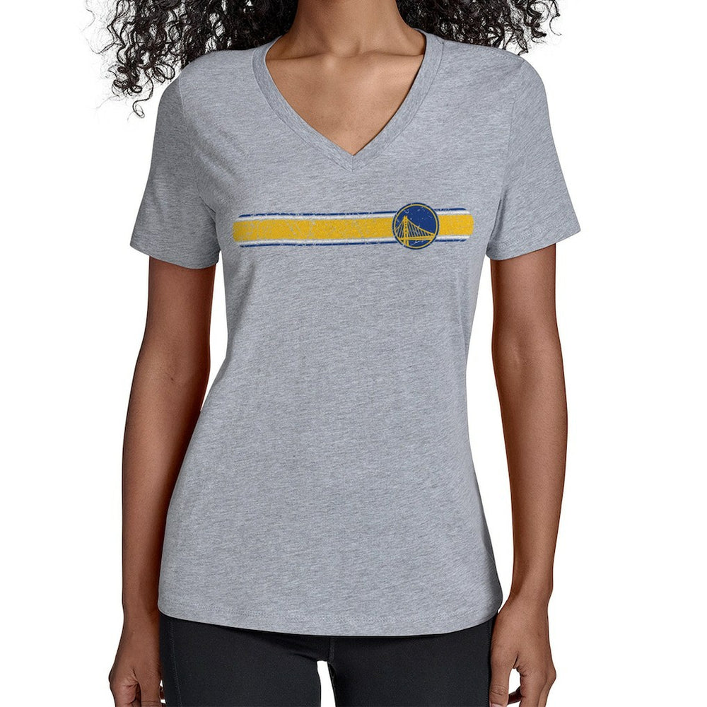 Golden State Warriors Starter Women's Team Stripe V-Neck T-Shirt Gray