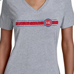Detroit Pistons Starter Women's Team Stripe V-Neck T-Shirt Gray