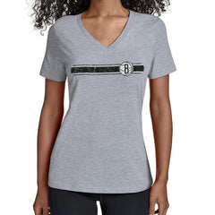 Brooklyn Nets Starter Women's Team Stripe V-Neck T-Shirt Gray