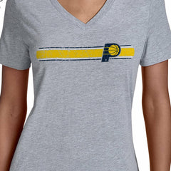 Indiana Pacers Starter Women's Team Stripe V-Neck T-Shirt Gray