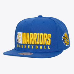 Golden State Warriors Hardwood Classics Old School Stacked Text Snapback Hat Royal