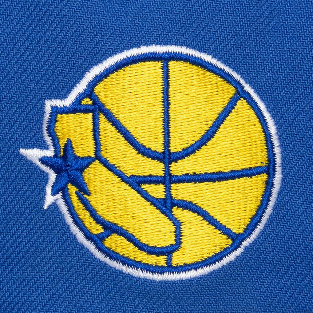 Golden State Warriors Hardwood Classics Old School Stacked Text Snapback Hat Royal