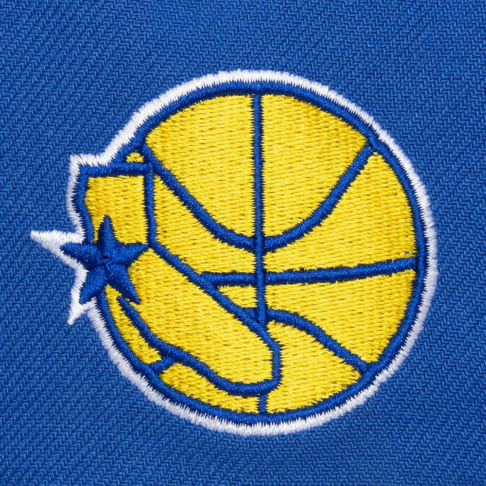 Golden State Warriors Hardwood Classics Old School Stacked Text Snapback Hat Royal
