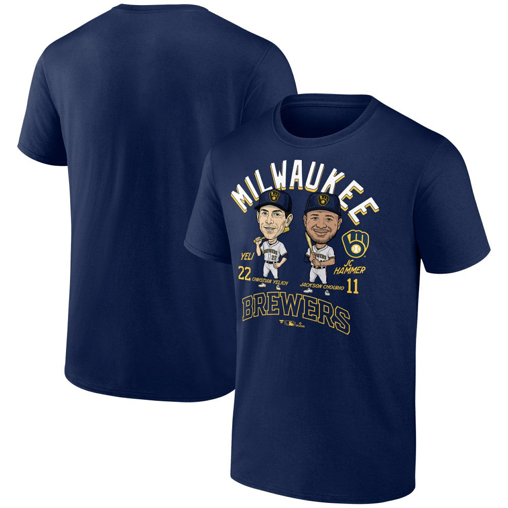 Jackson Chourio & Christian Yelich Milwaukee Brewers Player Duo T-Shirt - Navy T-shirts