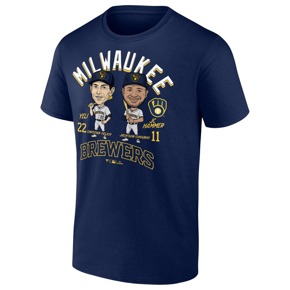 Jackson Chourio & Christian Yelich Milwaukee Brewers Player Duo T-Shirt - Navy T-shirts