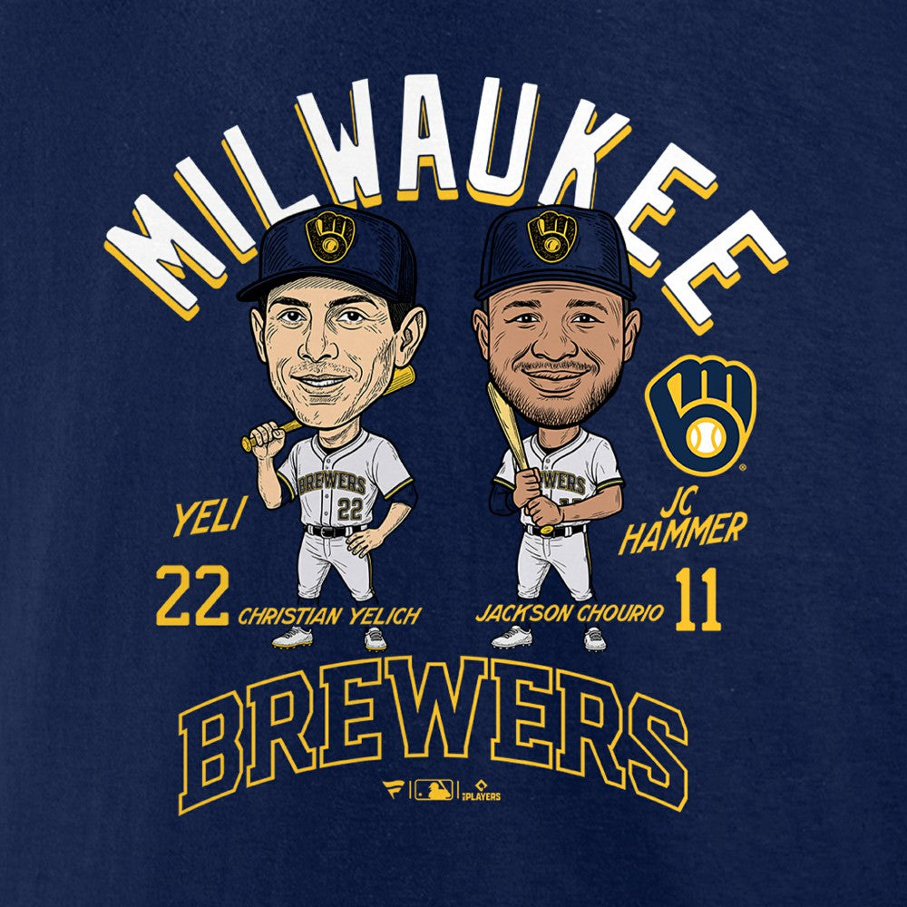 Jackson Chourio & Christian Yelich Milwaukee Brewers Player Duo T-Shirt - Navy T-shirts