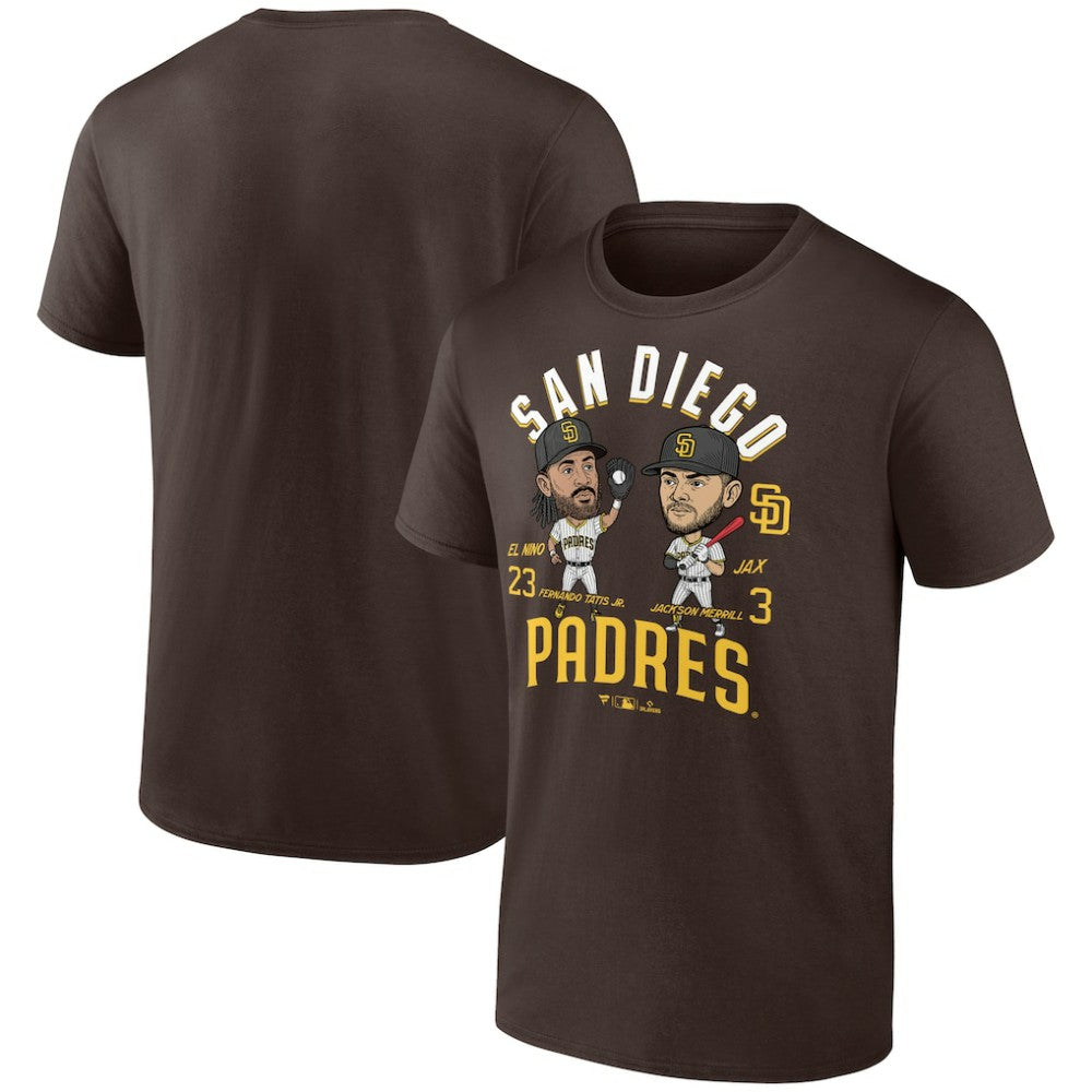 Fernando Tatis Jr. & Jackson Merrill San Diego Padres Player Duo T-Shirt - Brown T-shirts