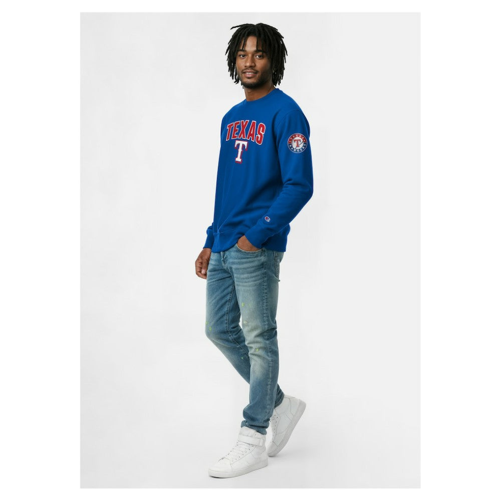Texas Rangers Champion Reverse Weave Chenille Sweatshirt - Royal Sweatshirts