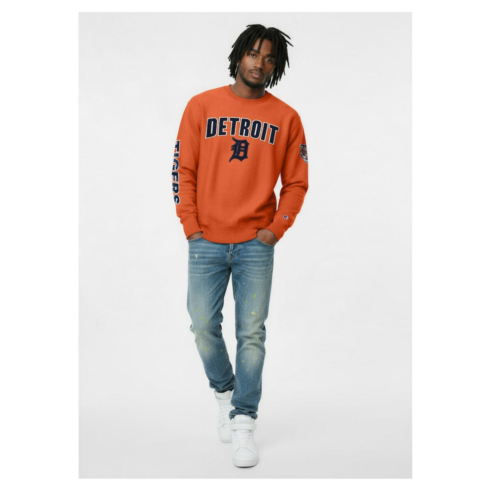 Detroit Tigers Champion Reverse Weave Chenille Sweatshirt - Orange Sweatshirts