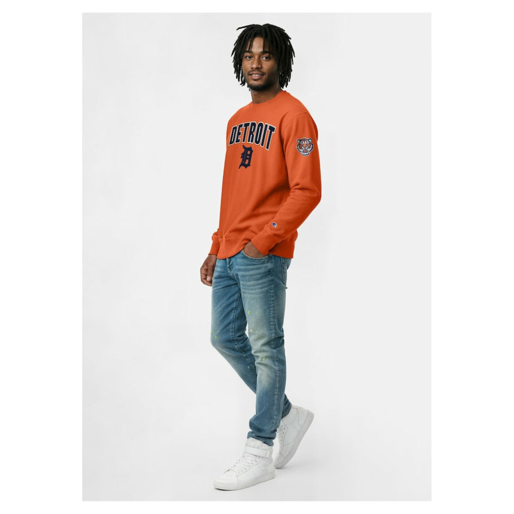 Detroit Tigers Champion Reverse Weave Chenille Sweatshirt - Orange Sweatshirts
