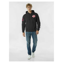 Cincinnati Reds Champion Reverse Weave Chenille Hoodie - Black Hoodies