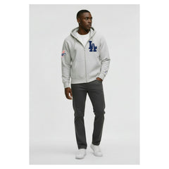 Los Angeles Dodgers Champion Reverse Weave Chenille Full-Zip Hoodie - Gray Hoodies