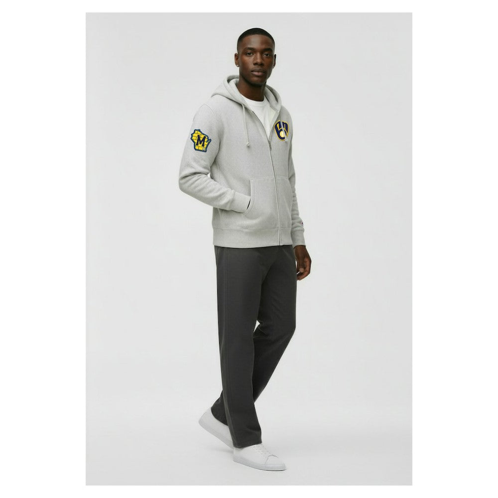 Milwaukee Brewers Champion Reverse Weave Chenille Full-Zip Hoodie - Gray Hoodies