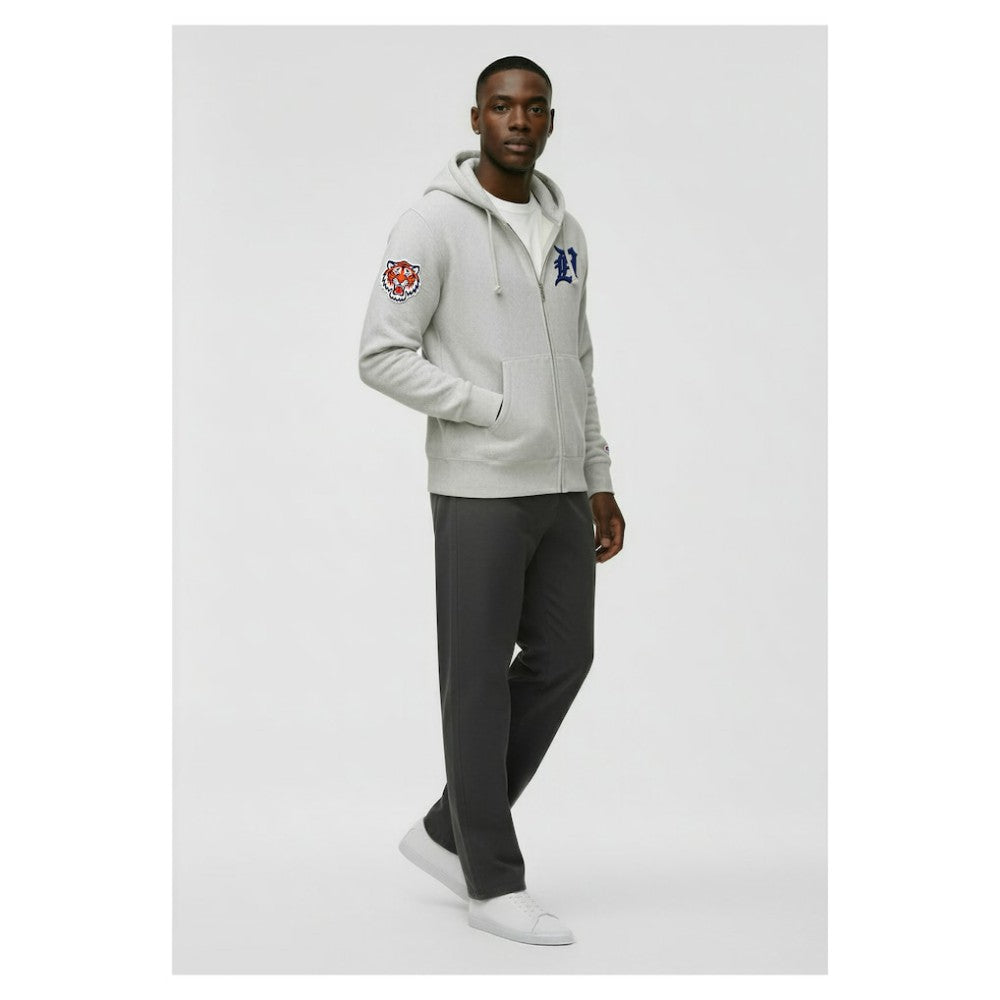 Detroit Tigers Champion Reverse Weave Chenille Full-Zip Hoodie - Gray Hoodies