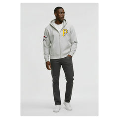 Pittsburgh Pirates Champion Reverse Weave Chenille Full-Zip Hoodie - Heather Gray Hoodies
