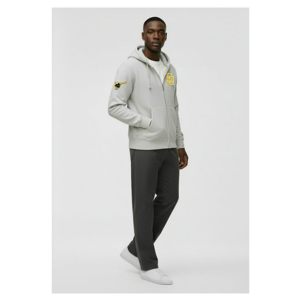 San Diego Padres Champion Reverse Weave Chenille Full-Zip Hoodie - Gray Hoodies