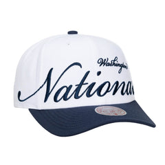 Washington Nationals Mitchell & Ness Unisex XL Script Pro Crown Adjustable Hat - White/Navy Hats