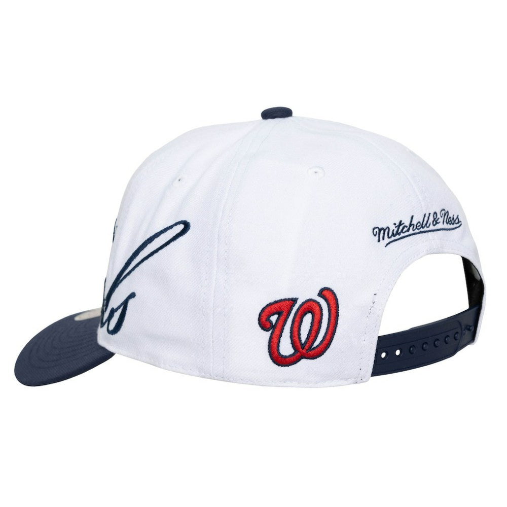 Washington Nationals Mitchell & Ness Unisex XL Script Pro Crown Adjustable Hat - White/Navy Hats