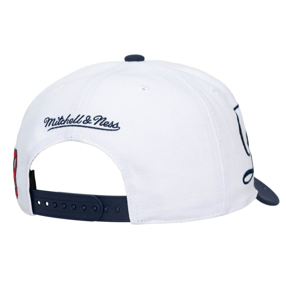 Boston Red Sox Mitchell & Ness Unisex XL Script Pro Crown Snapback Hat - White/Navy Hats