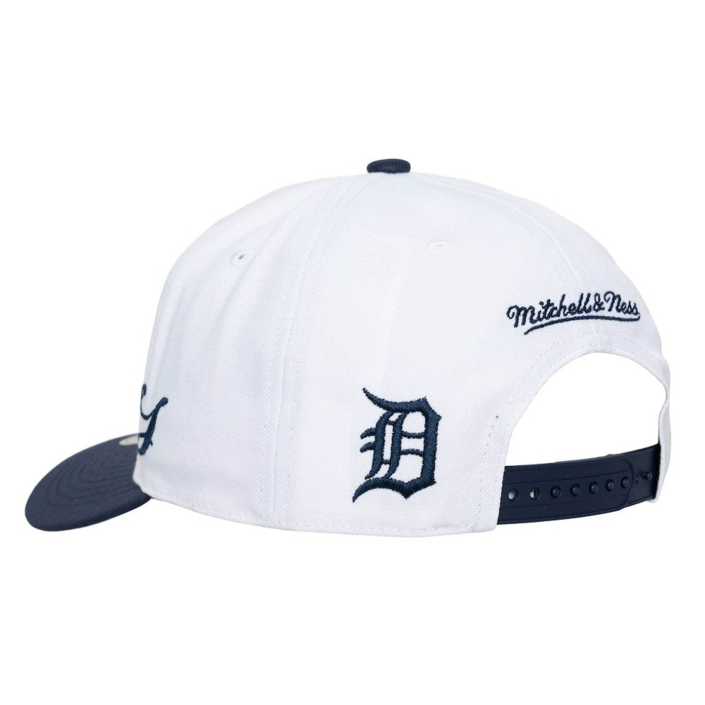 Detroit Tigers Mitchell & Ness Unisex XL Script Pro Crown Snapback Hat - White/Navy Hats