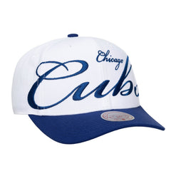 Chicago Cubs Mitchell & Ness Unisex XL Script Pro Crown Snapback Hat - White/Royal Hats
