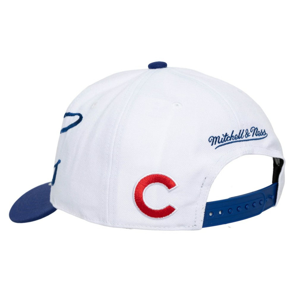 Chicago Cubs Mitchell & Ness Unisex XL Script Pro Crown Snapback Hat - White/Royal Hats