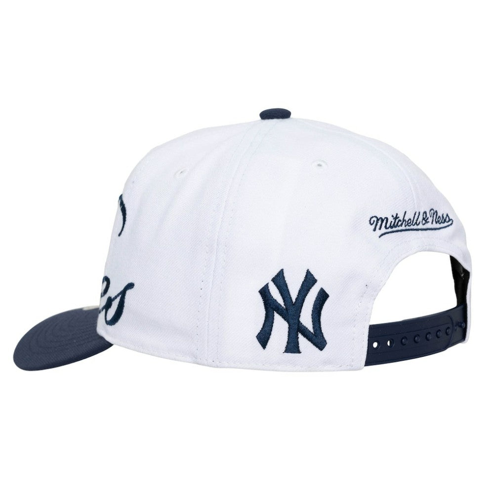 New York Yankees Mitchell & Ness Unisex XL Script Pro Crown Adjustable Hat - White/Navy Hats
