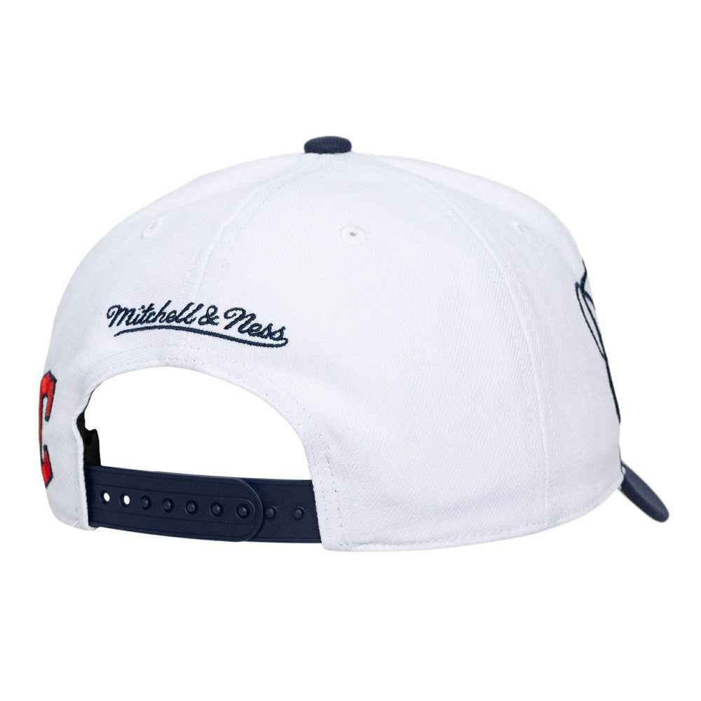 Cleveland Guardians Mitchell & Ness Unisex XL Script Pro Crown Snapback Hat - White/Navy Hats
