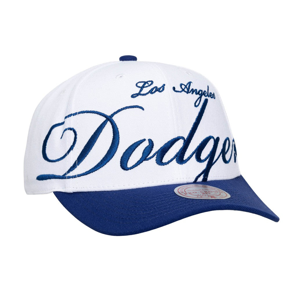 Los Angeles Dodgers Mitchell & Ness Unisex XL Script Pro Crown Snapback Hat - White/Royal Hats