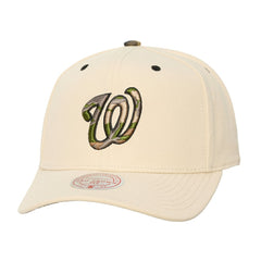 Washington Nationals Mitchell & Ness Unisex Camo Logo Pro Crown Snapback Hat - Cream Hats