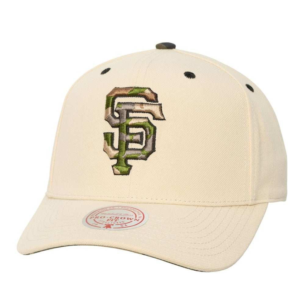 San Francisco Giants Mitchell & Ness Unisex Camo Logo Pro Crown Snapback Hat - Cream Hats